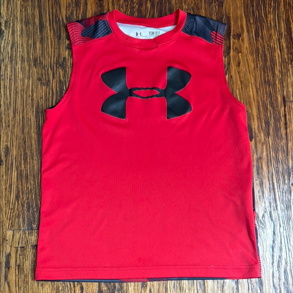 Under Armour Loose Kids Red and Black Heat Gear Tank Top